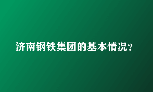 济南钢铁集团的基本情况？