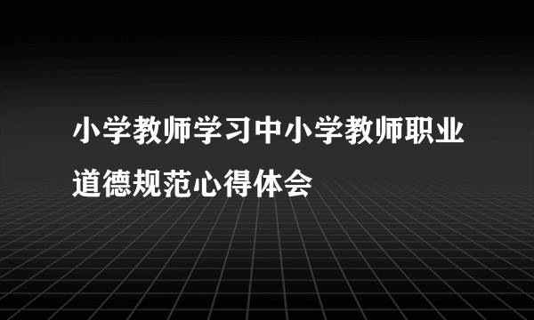 小学教师学习中小学教师职业道德规范心得体会