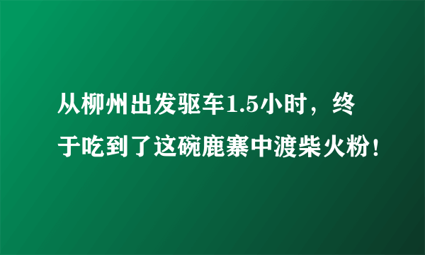 从柳州出发驱车1.5小时，终于吃到了这碗鹿寨中渡柴火粉！