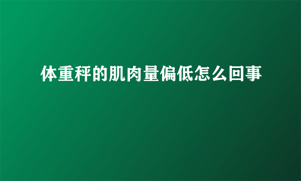 体重秤的肌肉量偏低怎么回事