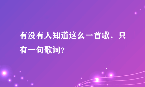 有没有人知道这么一首歌，只有一句歌词？