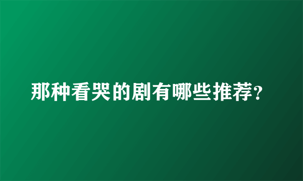 那种看哭的剧有哪些推荐？