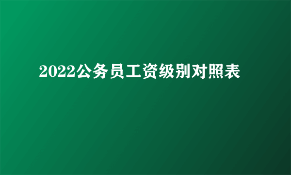 2022公务员工资级别对照表