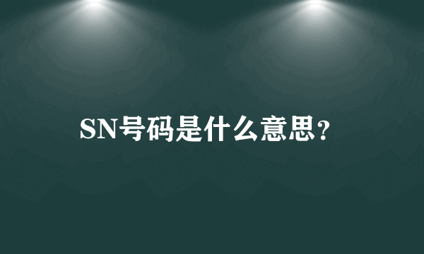 SN号码是什么意思？