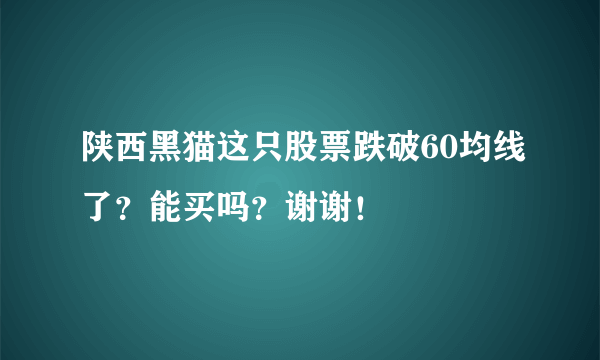 陕西黑猫这只股票跌破60均线了？能买吗？谢谢！