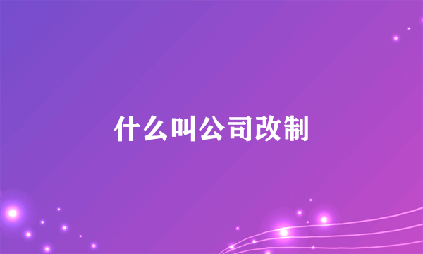 什么叫公司改制