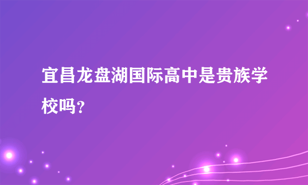 宜昌龙盘湖国际高中是贵族学校吗？