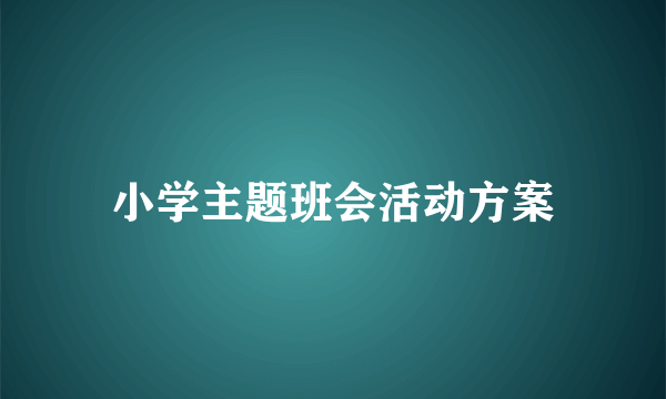 小学主题班会活动方案