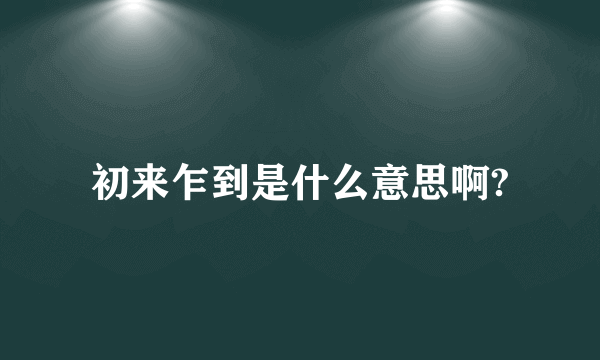 初来乍到是什么意思啊?