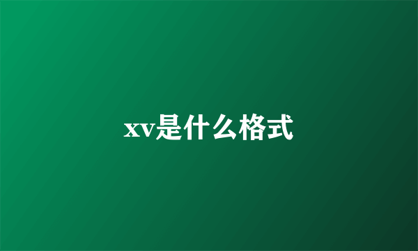 xv是什么格式