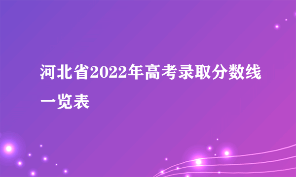 河北省2022年高考录取分数线一览表