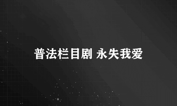 普法栏目剧 永失我爱