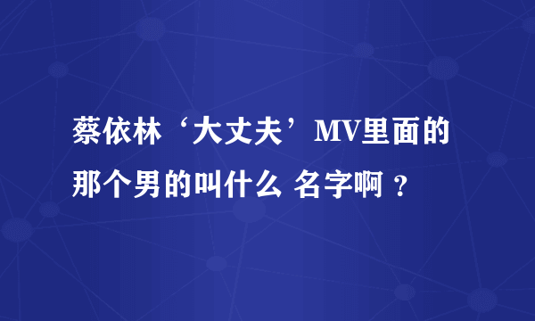 蔡依林‘大丈夫’MV里面的那个男的叫什么 名字啊 ？