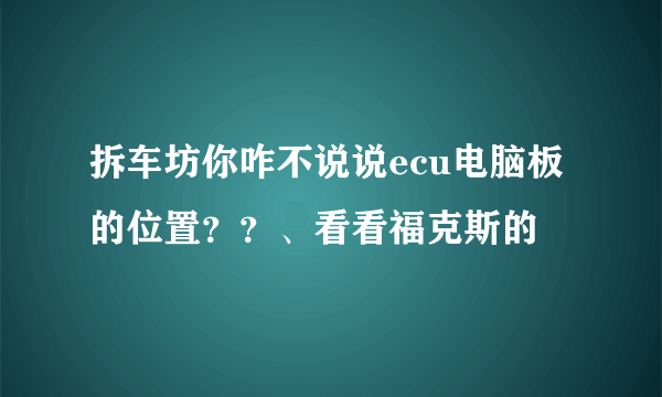 拆车坊你咋不说说ecu电脑板的位置？？、看看福克斯的