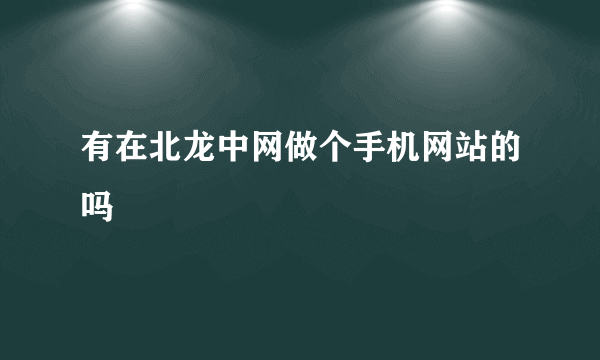 有在北龙中网做个手机网站的吗