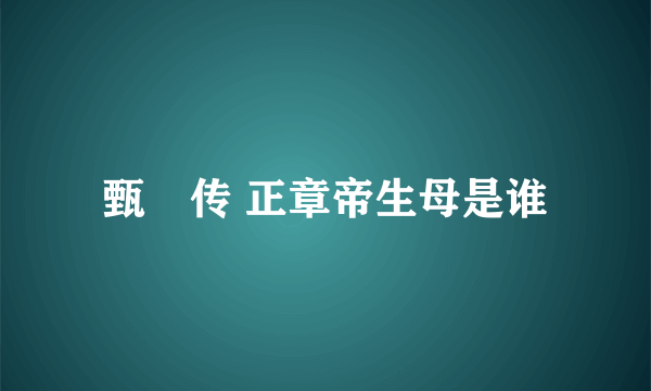 甄嬛传 正章帝生母是谁