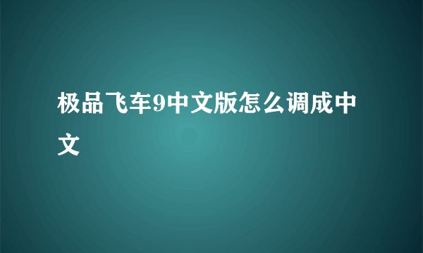 极品飞车9中文版怎么调成中文