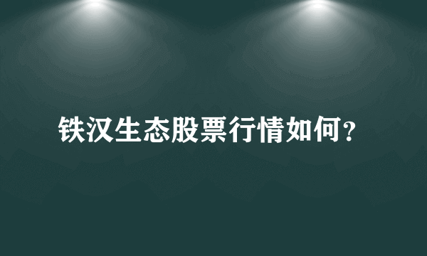 铁汉生态股票行情如何？