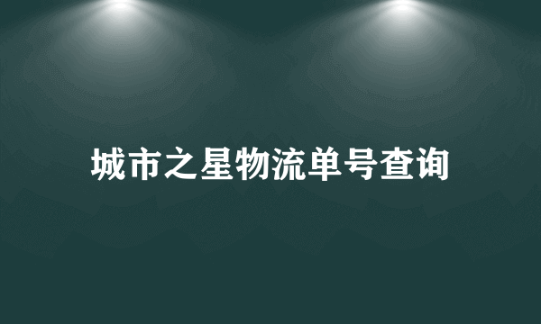 城市之星物流单号查询