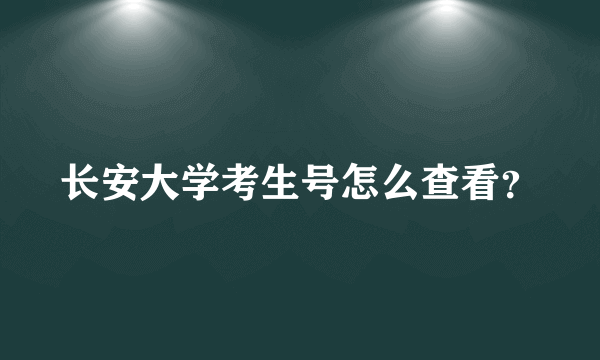 长安大学考生号怎么查看？