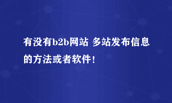 有没有b2b网站 多站发布信息的方法或者软件！