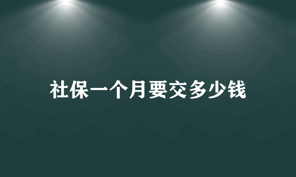 社保一个月要交多少钱