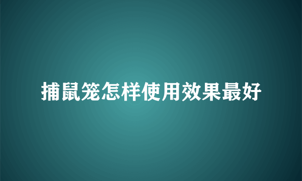 捕鼠笼怎样使用效果最好