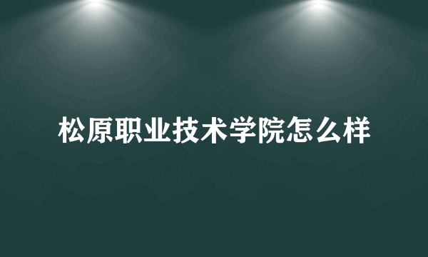 松原职业技术学院怎么样