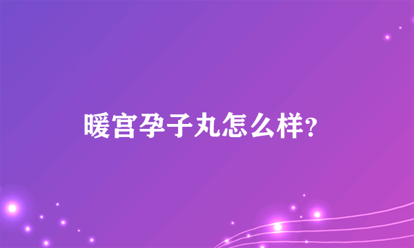 暖宫孕子丸怎么样？