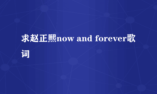 求赵正熙now and forever歌词