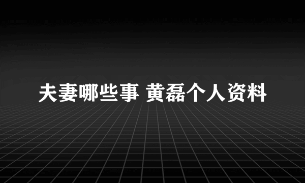 夫妻哪些事 黄磊个人资料