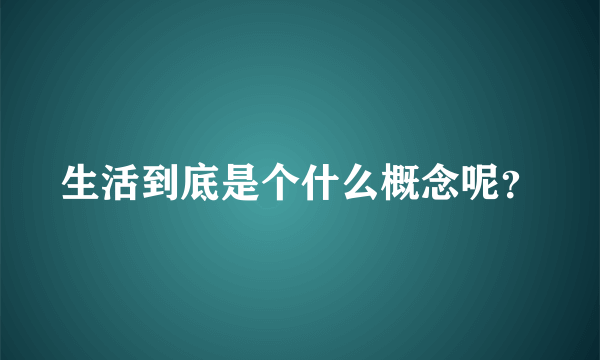 生活到底是个什么概念呢？