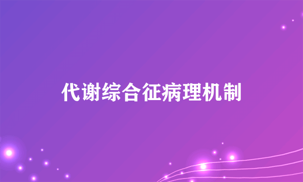 代谢综合征病理机制