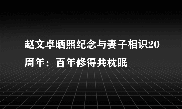 赵文卓晒照纪念与妻子相识20周年：百年修得共枕眠