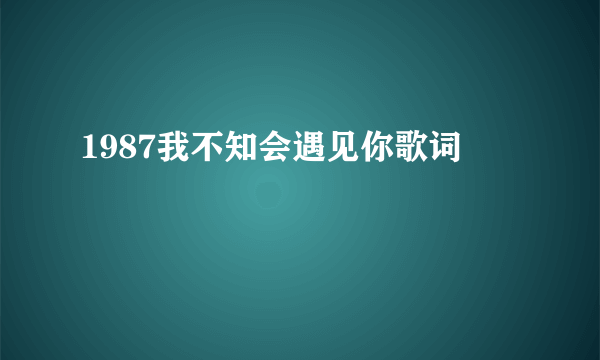 1987我不知会遇见你歌词