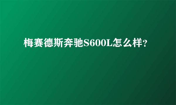 梅赛德斯奔驰S600L怎么样？