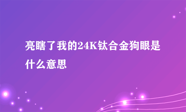 亮瞎了我的24K钛合金狗眼是什么意思