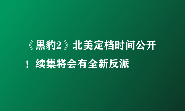 《黑豹2》北美定档时间公开！续集将会有全新反派