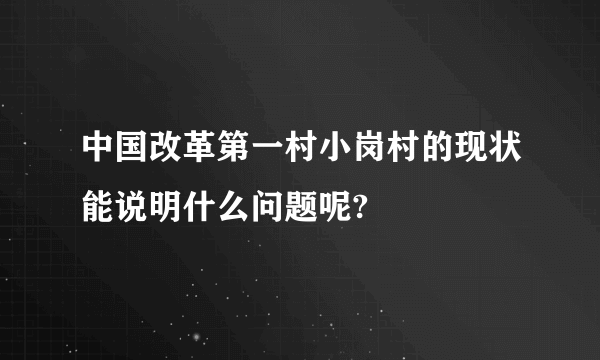 中国改革第一村小岗村的现状能说明什么问题呢?