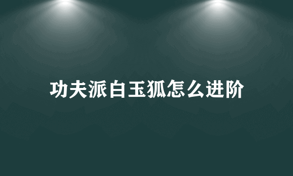 功夫派白玉狐怎么进阶