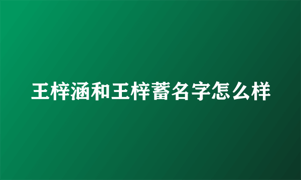 王梓涵和王梓蓄名字怎么样