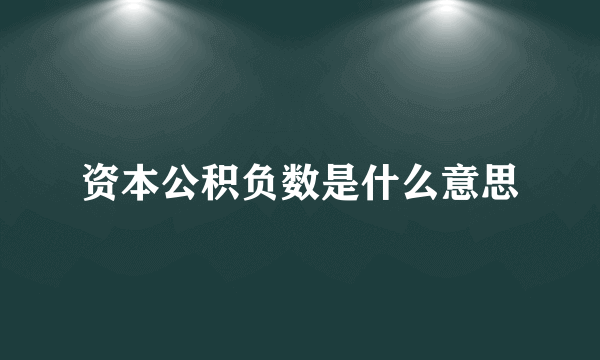 资本公积负数是什么意思