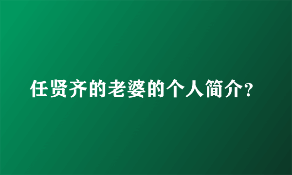 任贤齐的老婆的个人简介？