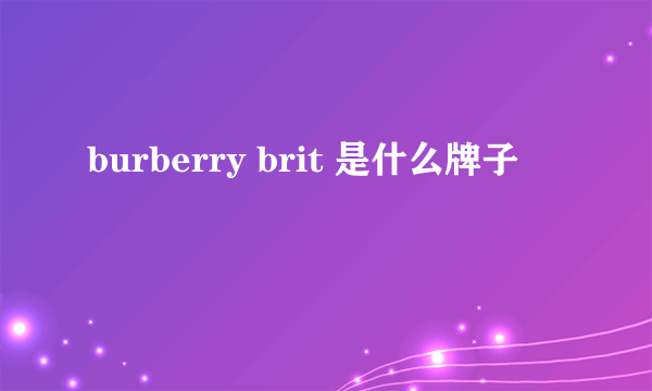 burberry brit 是什么牌子