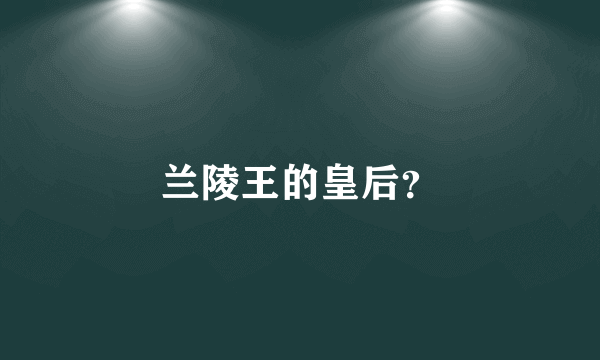 兰陵王的皇后？