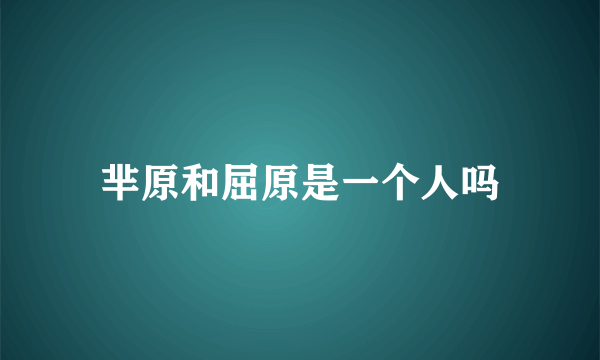 芈原和屈原是一个人吗