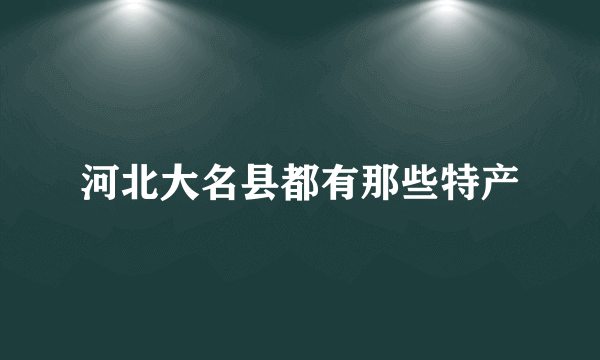 河北大名县都有那些特产