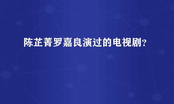 陈芷菁罗嘉良演过的电视剧？