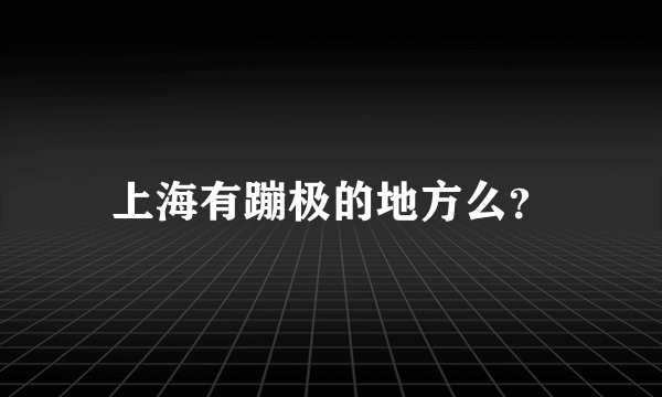 上海有蹦极的地方么？