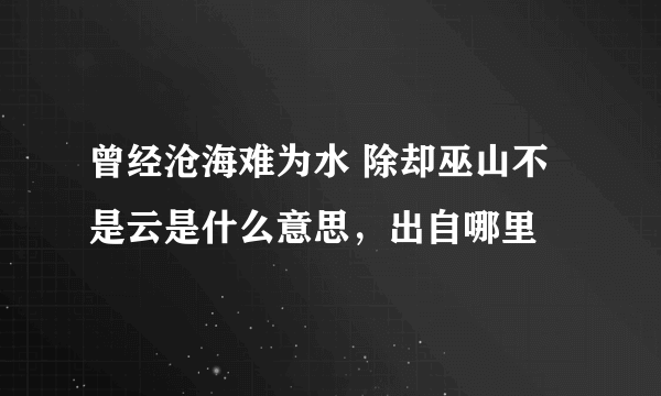 曾经沧海难为水 除却巫山不是云是什么意思，出自哪里